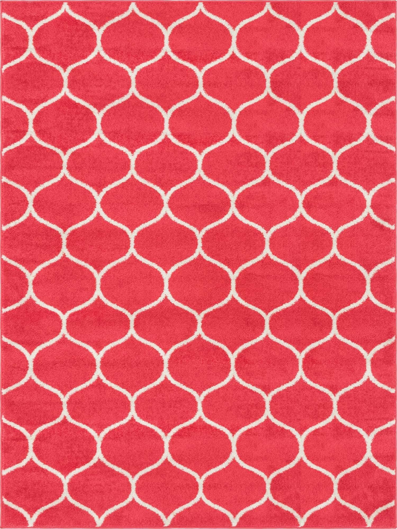 Unique Loom Trellis Frieze Collection Area Rug - Rounded (8 x 11, Pink/ Ivory)