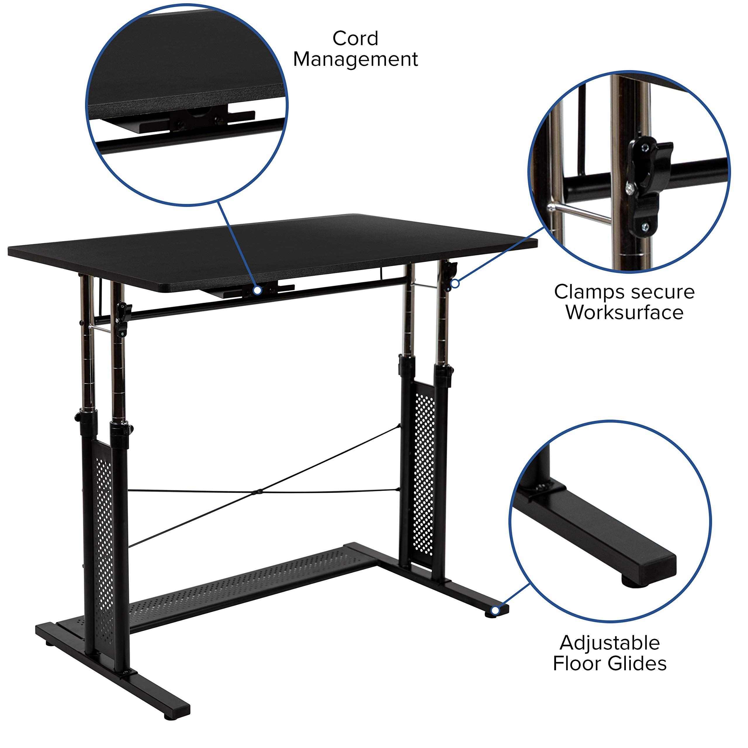 Flash Furniture Work From Home Kit - Adjustable Computer Desk, Ergonomic Mesh Office Chair And Locking Mobile Filing Cabinet With Side Handles