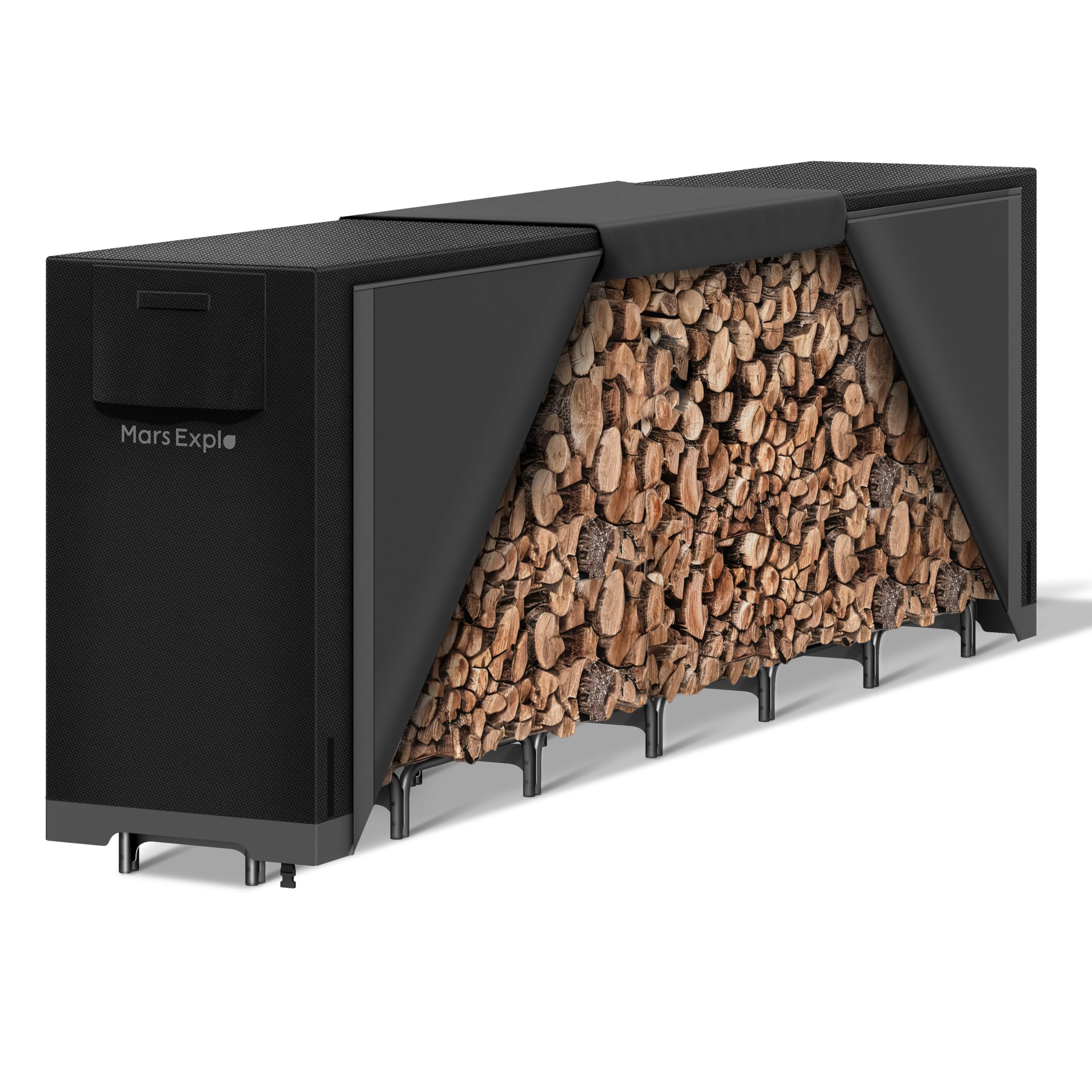 Mars Explo 12Ft Firewood Log Rack With Cover Outdoor, Heavy Duty Indoor Outdoor Firewood Storage Log Rack With Cover Combo Set B