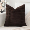 Otostar Corduroy Decorative Throw Pillow Covers 20X20 Inch Super Soft Boho Striped Square Pillow Covers Case Modern Cushion Covers For Sofa Couch Bedroom Car Decor Dark Brown
