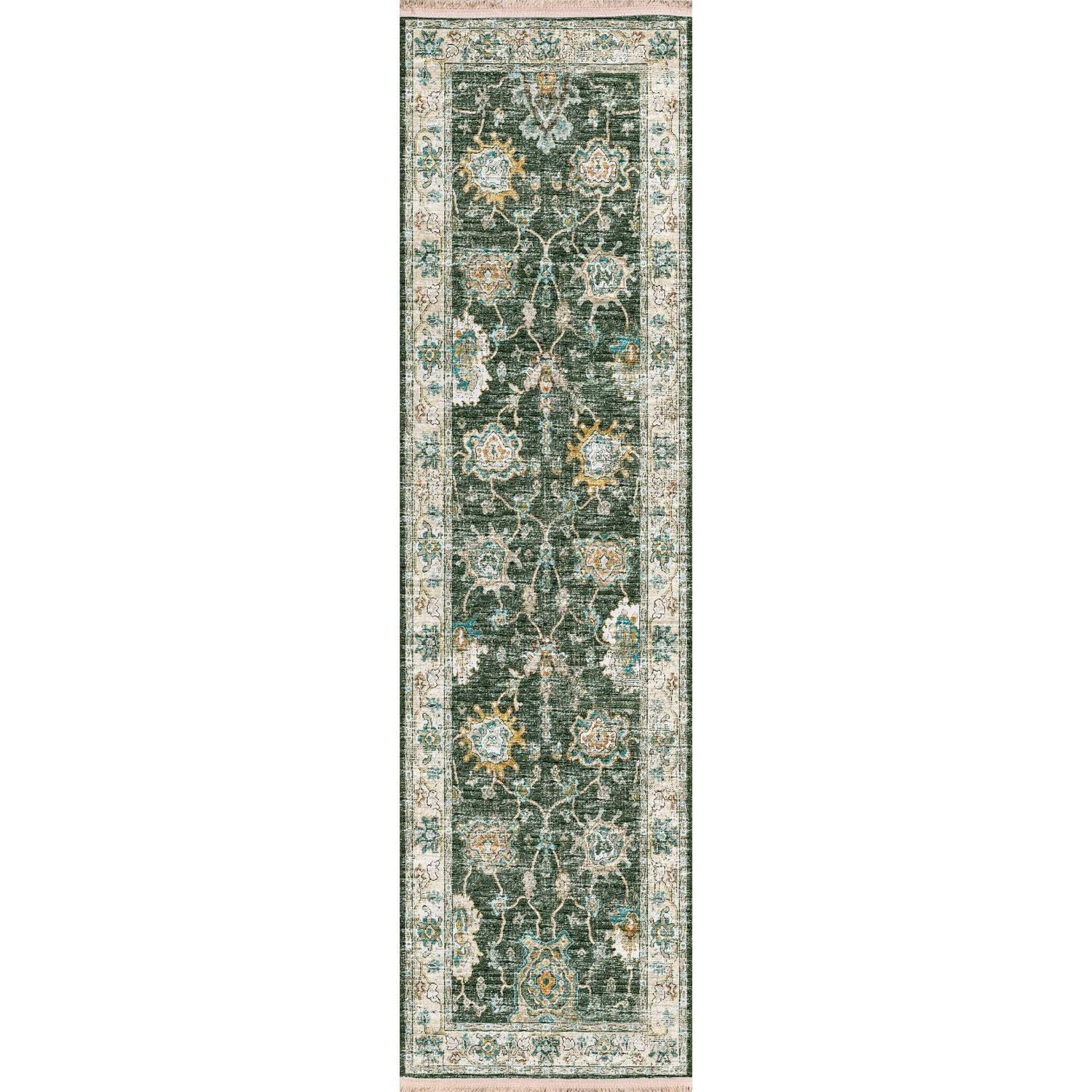 Marbella Mb6 Green Traditional Rug Runner 2' 3" X 12'