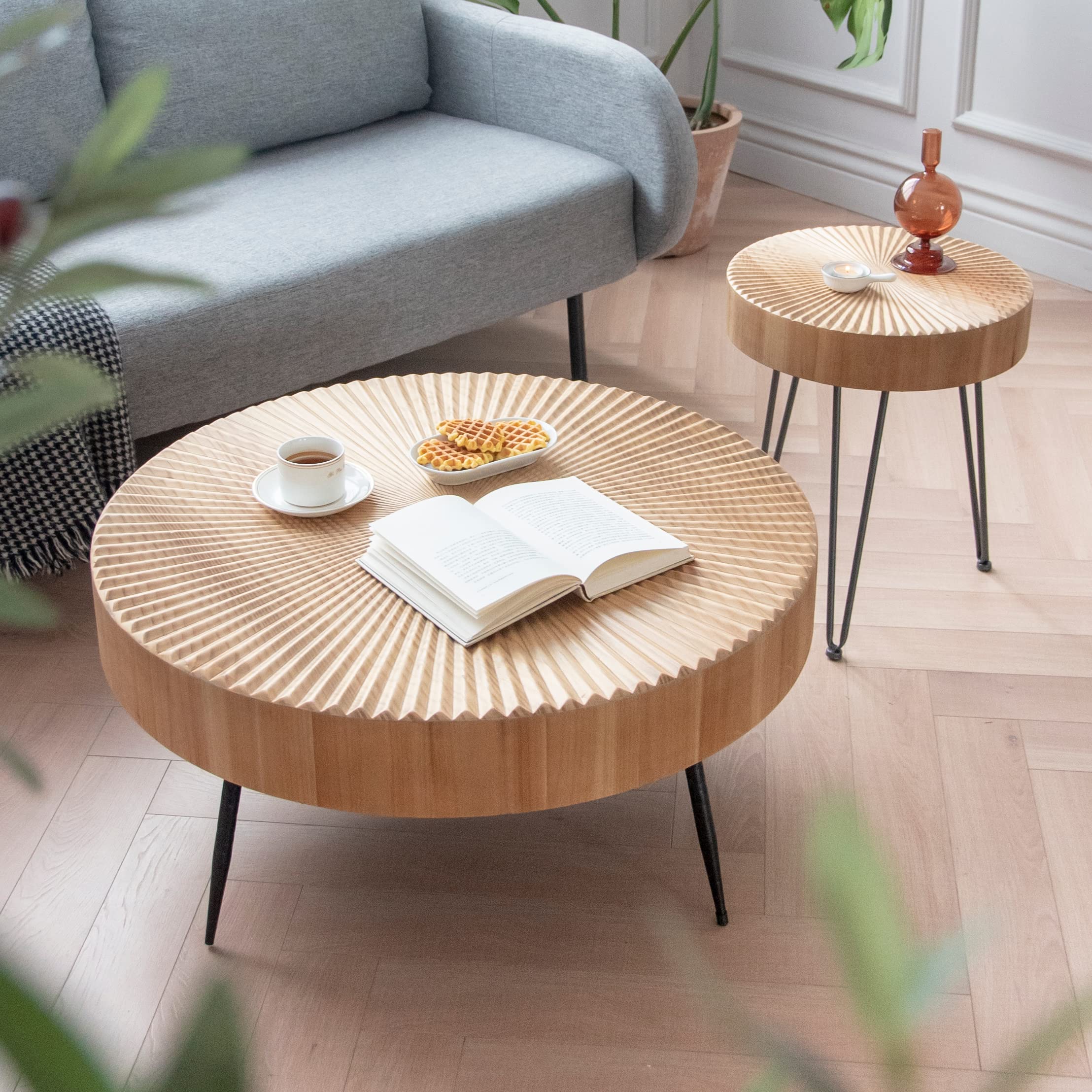 COZAYH 2-Piece Modern Farmhouse Living Room Coffee Table Set, Nesting ...
