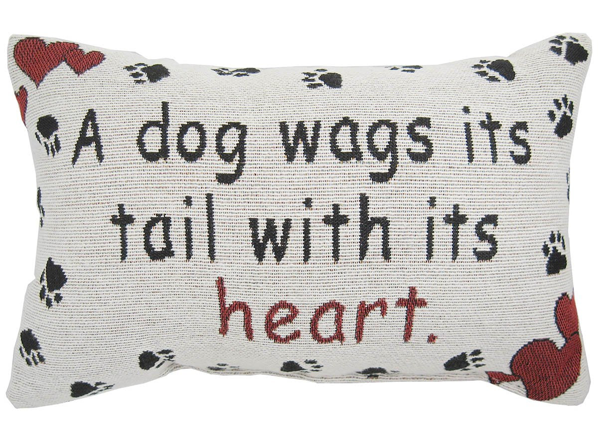 A Dog Wags Its Tail With Its Heart Throw Pillow - Usa Made - 12-1/2 By 8-1/2-Inch