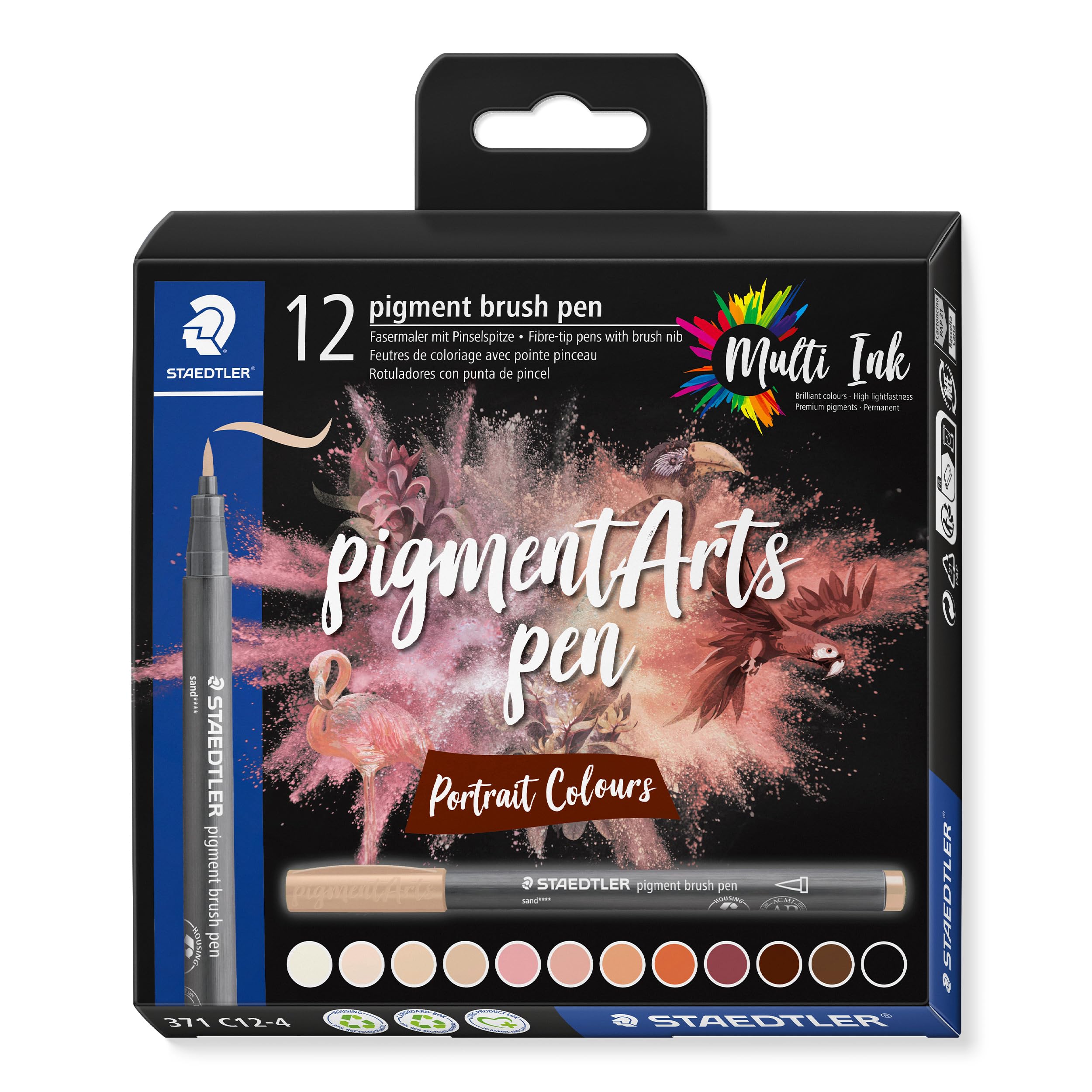 Staedtler Pigment Arts Brush Pen - Portrait Colors, 12Ct