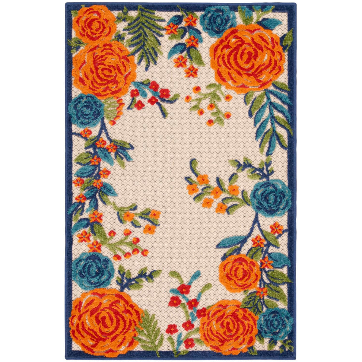 Nourison Aloha Indoor/Outdoor Modern Multicolor 2'8' X 4' Area Rug, Easy Cleaning, Non Shedding, Bed Room, Living Room, Dining
