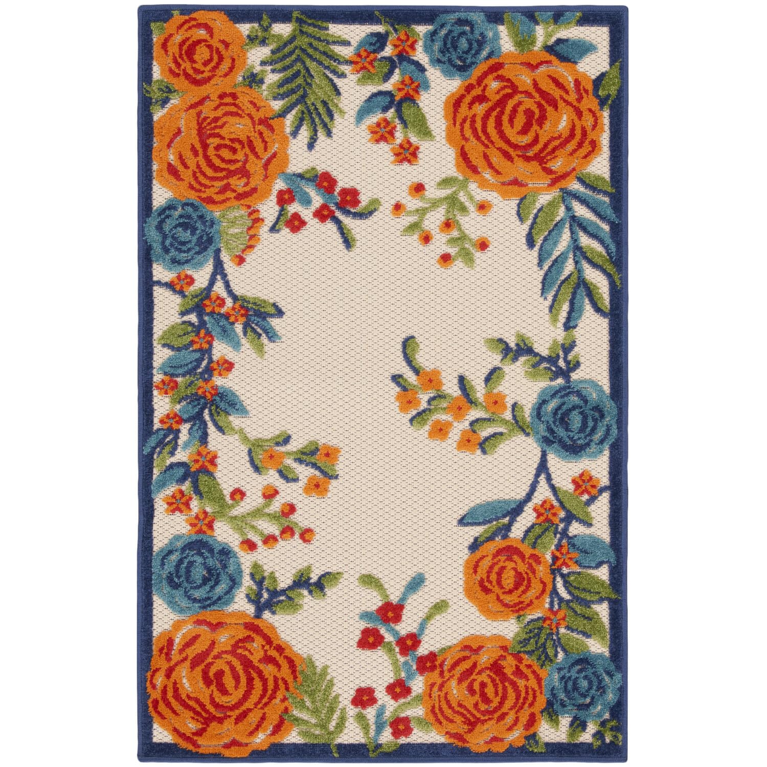 Nourison Aloha Indoor/Outdoor Modern Multicolor 2'8' X 4' Area Rug, Easy Cleaning, Non Shedding, Bed Room, Living Room, Dining