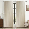 Warm Cream Blackout Curtains 60 Inches Extra Wide Linen 90 Inch Length for Living Room,Pleated Farmhouse Bedroom Thermal Drapes 