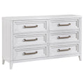 Coaster Home Furnishings Marielle Coastal 64-inch 6-Drawer Bedroom Dresser Clothing Storage Cabinet Wide Chest of Drawers Organizer Unit Distressed White 224843
