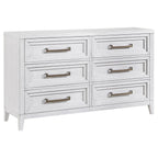 Coaster Home Furnishings Marielle Coastal 64-inch 6-Drawer Bedroom Dresser Clothing Storage Cabinet Wide Chest of Drawers Organizer Unit Distressed White 224843