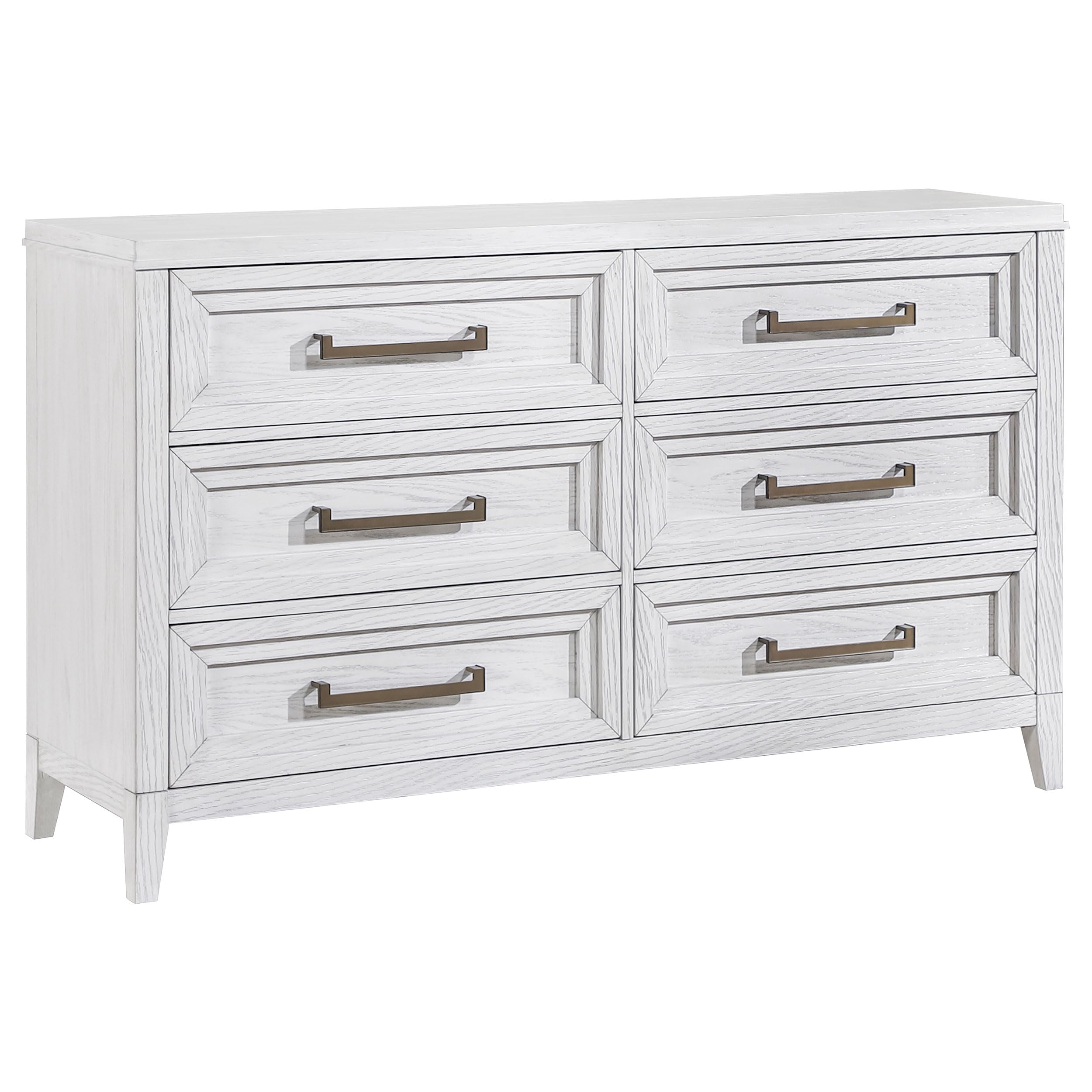 Coaster Home Furnishings Marielle Coastal 64-inch 6-Drawer Bedroom Dresser Clothing Storage Cabinet Wide Chest of Drawers Organizer Unit Distressed White 224843
