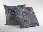 HomeRoots Red, Orange, Blue, Green On Gray 20â€ Gray Pink Floral Suede Throw Pillow
