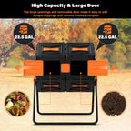 Compost Tumbler, Easy Assemble & Efficient Outdoor Compost Bin, 45 Gallon/170 Liter Large Dual Chamber Rotating Composter For Ga