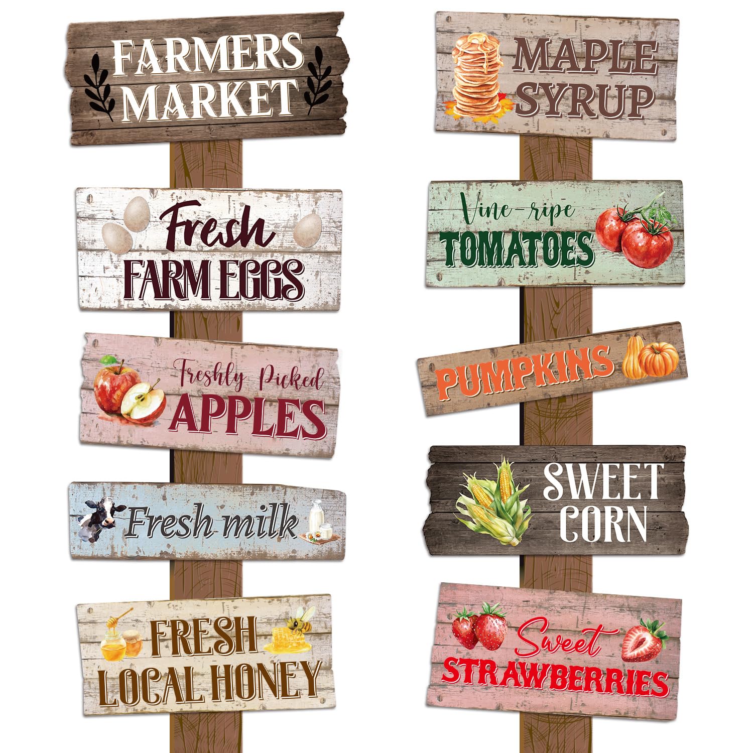 Yoyuspy Farmers Market Party Decor, 10PCS Farmers Market Directional Sign Supplies, Fruit Bridal Shower Decor Baby Shower Decora