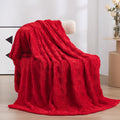 Linecooo Red Fleece Throw Blanket 50     60    For Couch Sofa Bed,Super Soft Cozy Plush Microfiber Flannel Blanket With 3D Check