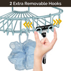 Orimade Corner Shower Caddy With 2 Hooks Wall Mounted Metal Bathroom Shelf Storage Organizer Adhesive No Drilling 2 Pack, Blue O