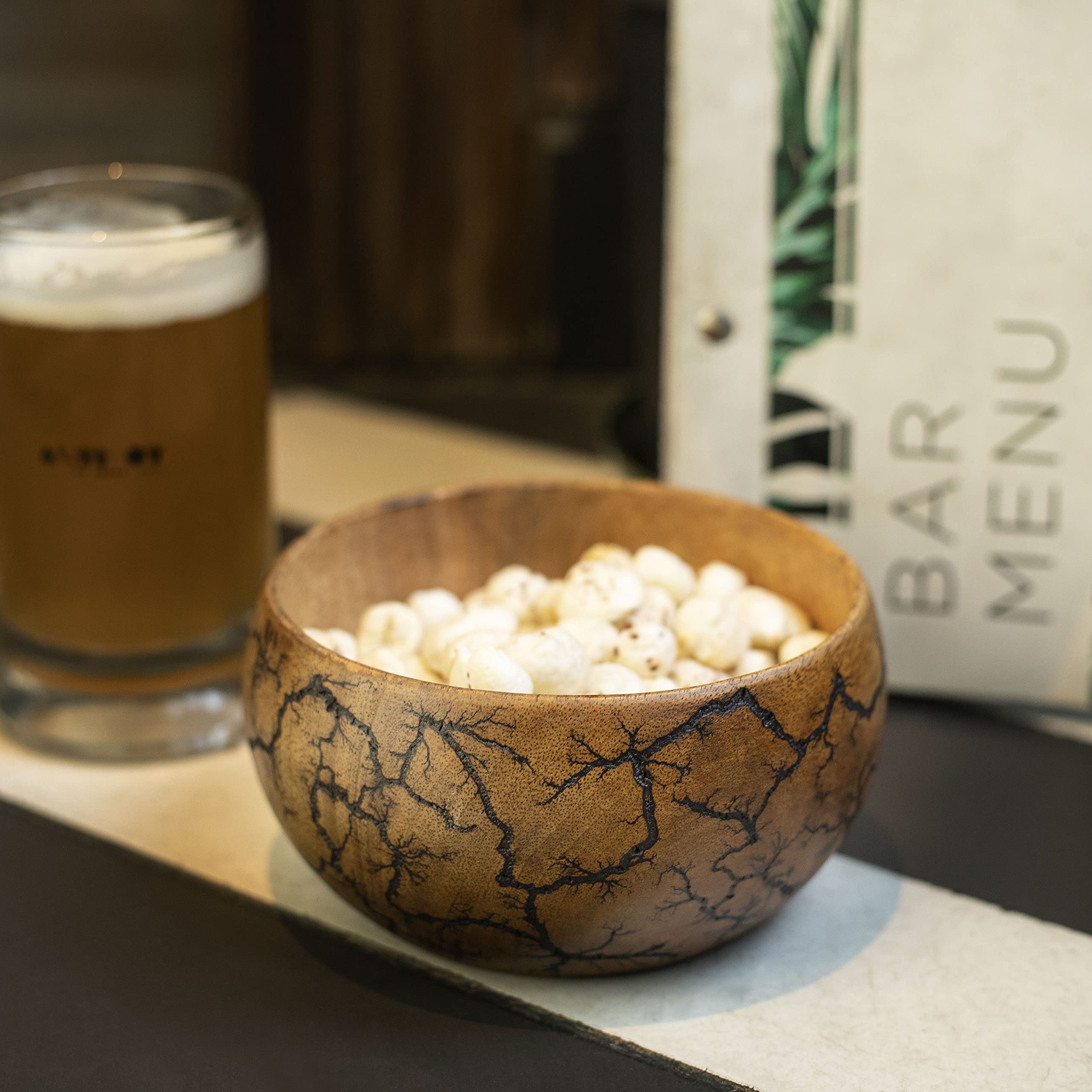 Gocraft Fractal Burn Wood Bowl, Decorative Bowl Small, 6' Diameter X 3' Height, Single Bowl