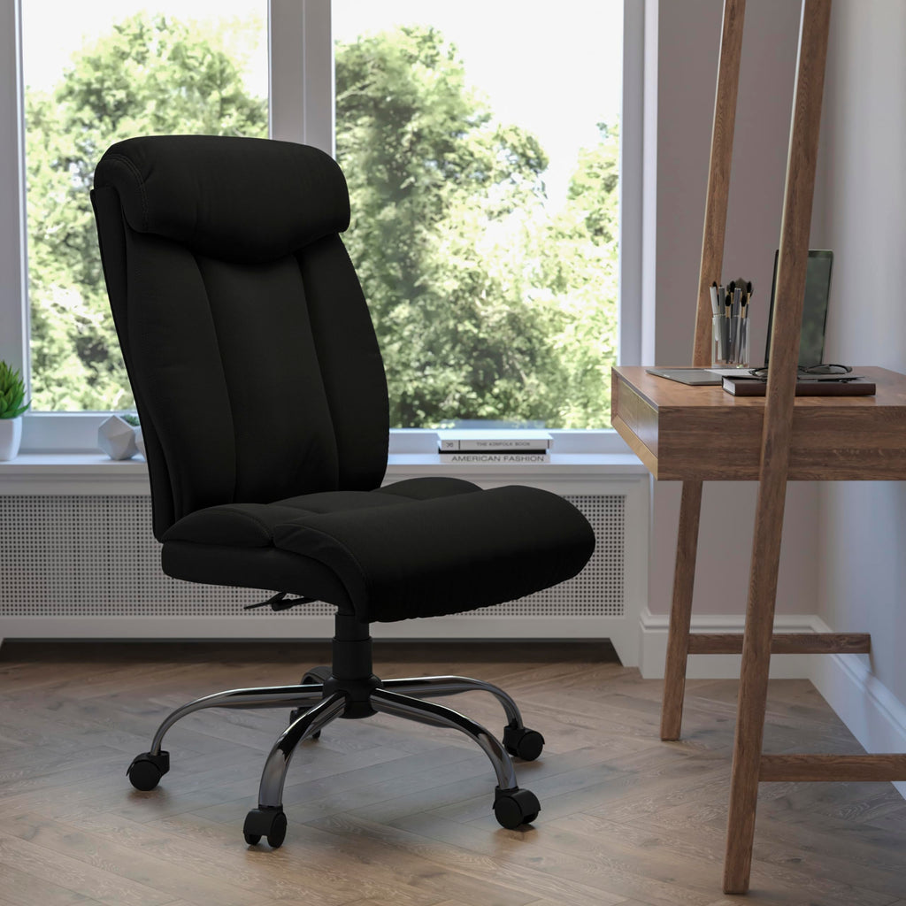 Flash Furniture HERCULES Series Big & Tall 400 lb. Rated Black Fabric Executive Ergonomic Office Chair and Chrome Base