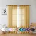 Aiyufeng Gold Sheer Curtains 72 Inch Length 2 Panels Set, Light Filtering Gold Window Curtain Drapes Treatment for Kitchen, Bedr