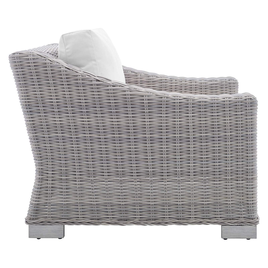Modway Conway Sunbrella Outdoor Patio Wicker Rattan, Armchair, Light Gray White