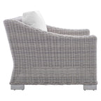 Modway Conway Sunbrella Outdoor Patio Wicker Rattan, Armchair, Light Gray White