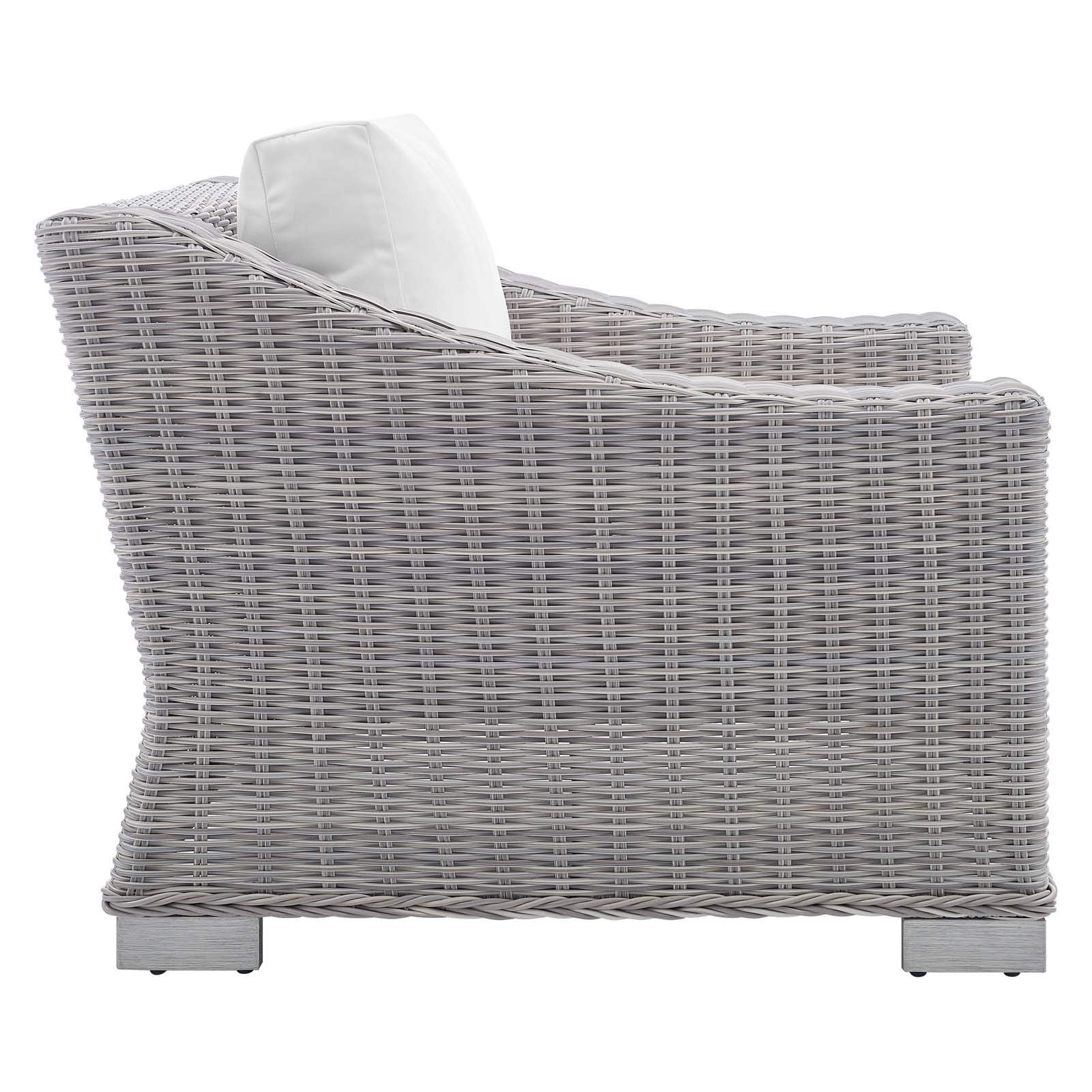 Modway Conway Sunbrella Outdoor Patio Wicker Rattan, Armchair, Light Gray White