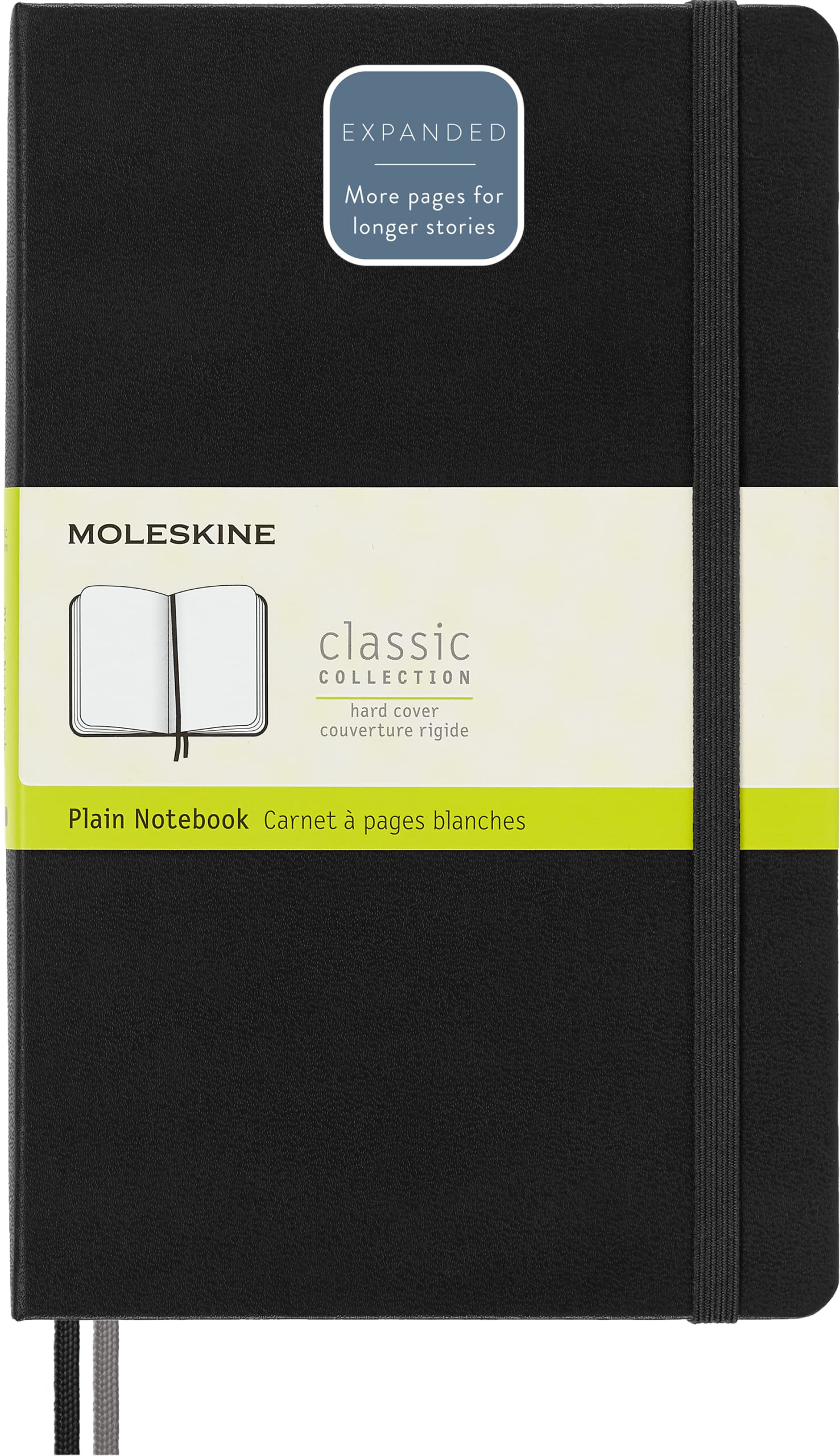 Moleskine Classic Expanded Notebook, Hard Cover, Large (5' X 8.25') Plain/Blank, Black, 400 Pages