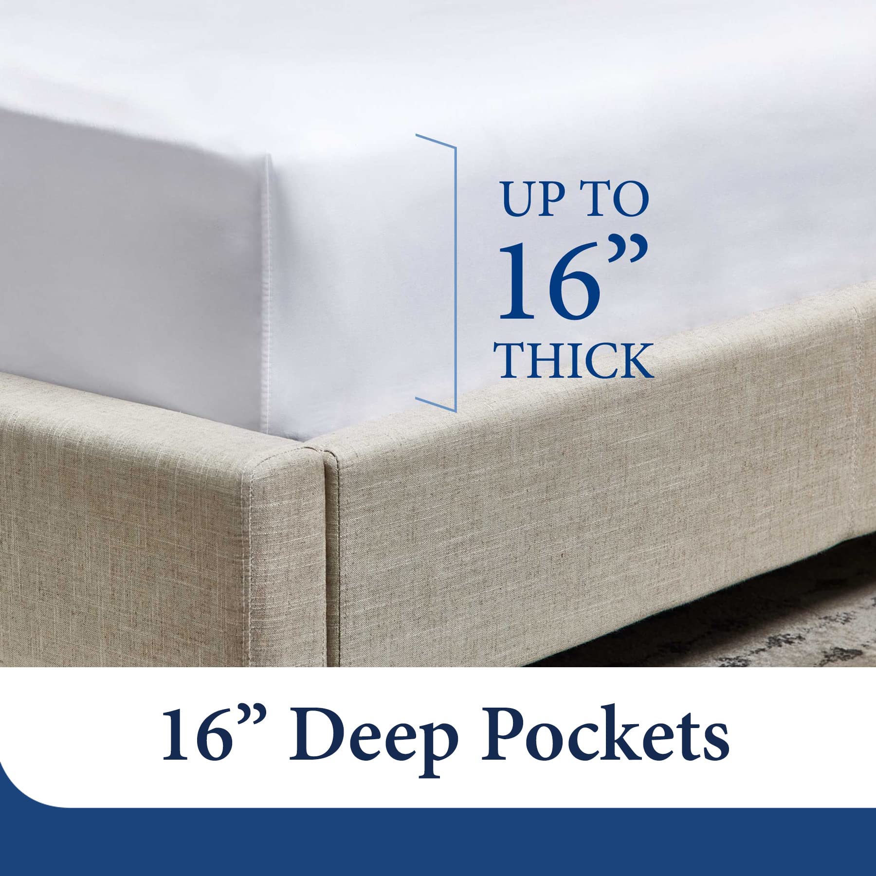 King Size Bed Sheets - Royal Blue Luxury Sheet Set - Deep Pocket - Super Soft Hotel Bedding - Cool & Wrinkle Free - 1 Fitted, 1