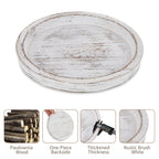 Hanobe Candle Plate Holder Tray: Round Wooden Decorative Candle Plate Small Farmhouse Table Centerpiece Rustic White Wood Tealig