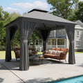Aoxun 10x10 Outdoor Gazebo for Patio, Metal Frame Canopy Gazebo Double Roof Heavy Duty Backyard Gazebo with Mosquito Netting & P