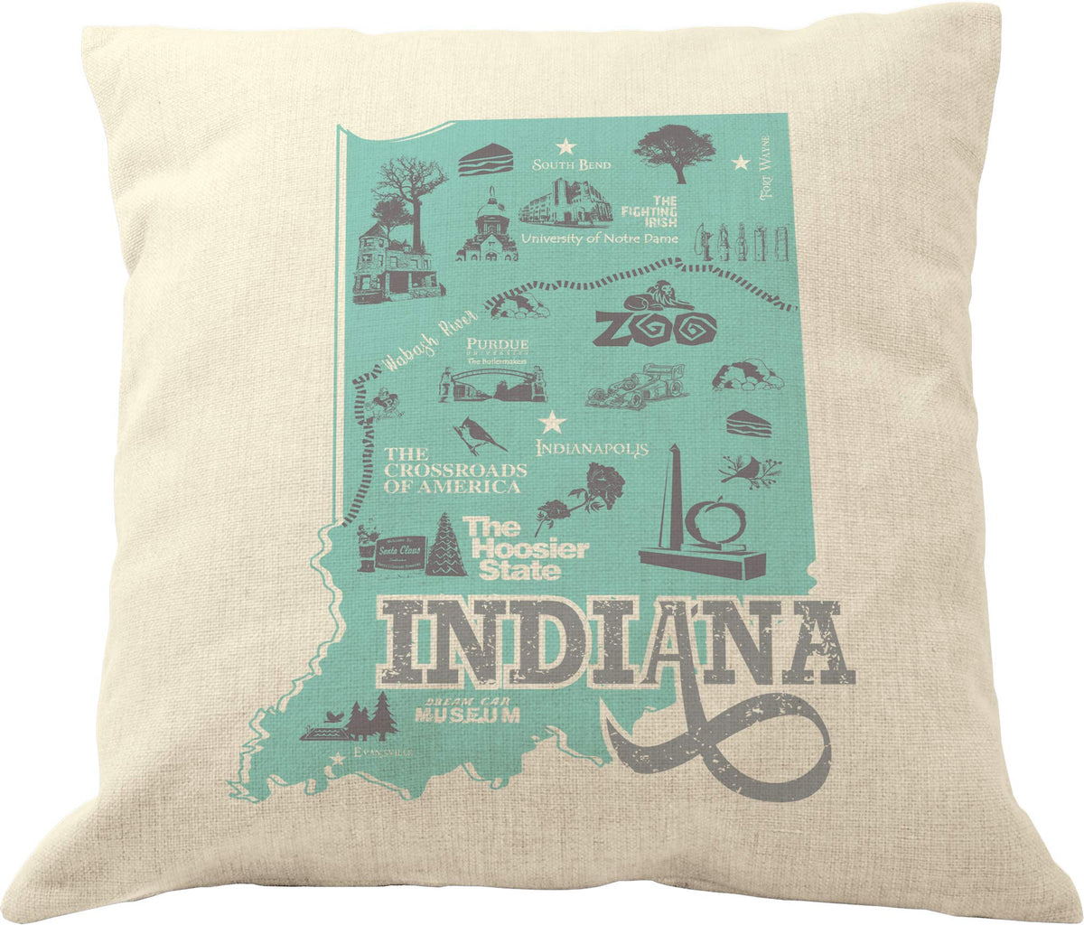 Drupsco 18X18 Indiana Pillow Cover - Indiana Throw Pillow Case, Indiana Decor Pillow