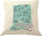 Drupsco 18X18 Indiana Pillow Cover - Indiana Throw Pillow Case, Indiana Decor Pillow