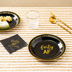 Crisky 40Th Birthday Plates Black And Gold Dessert, Buffet, Cake, Lunch, Dinner Plates For 40Th Birthday Decorations Party Suppl