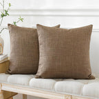 Otostar Pack Of 2 Throw Pillow Covers 20X20 Inch Linen Coffee Brown Pillowcases Farmhouse Decorative Solid Pillow Covers 50X50 C