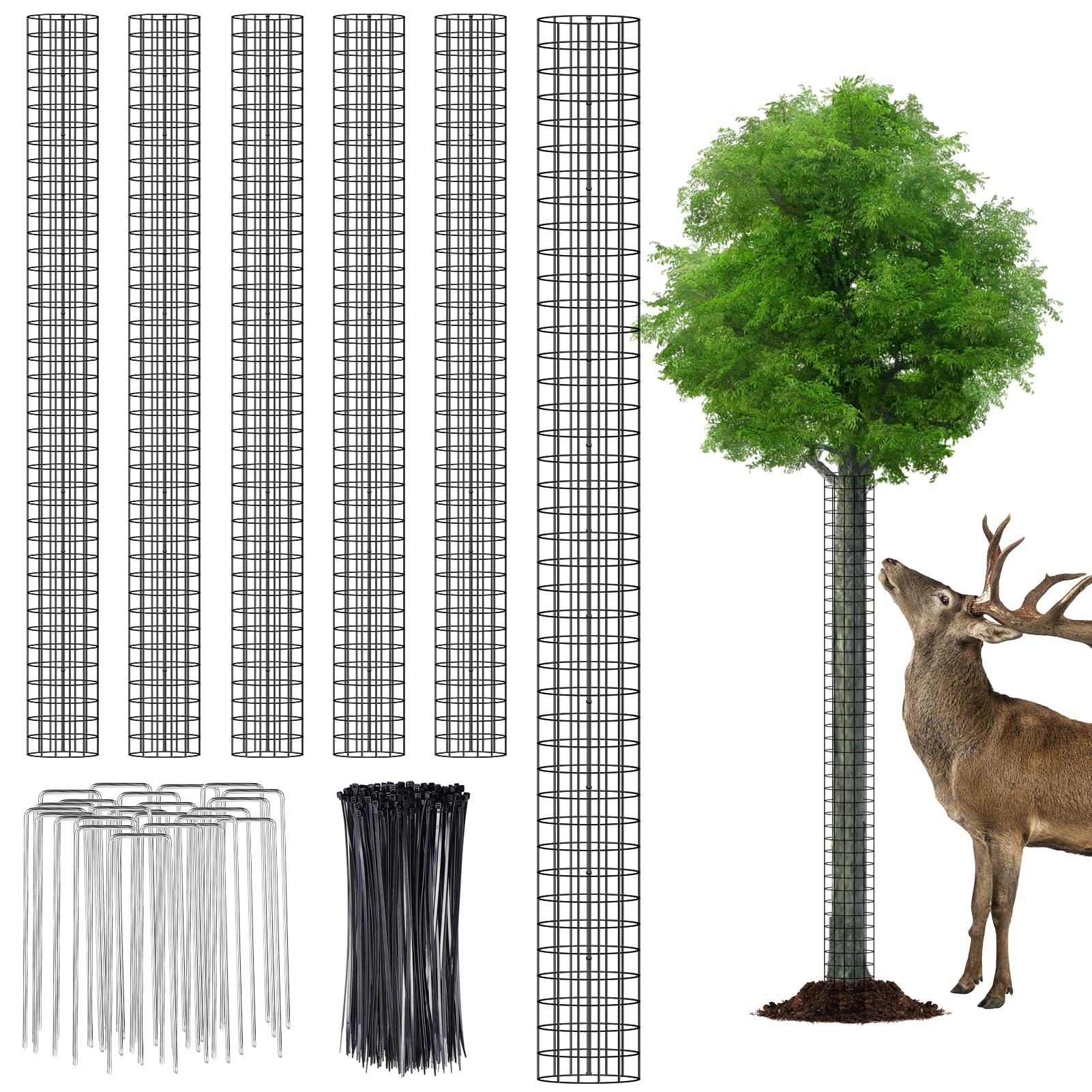 Ujg 6Pcs 48' Metal Tree Bark Protector Guard, Mesh Tree Trunk Protectors, Tree Protectors From Deer, Metal Tree Trunk Protector