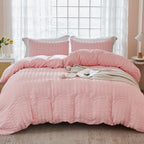 Avelom Blush Pink Seersucker Duvet Cover Set King Size (104 X 90 Inches), 3 Pieces (1 Duvet Cover + 2 Pillow Cases), Ultra Soft