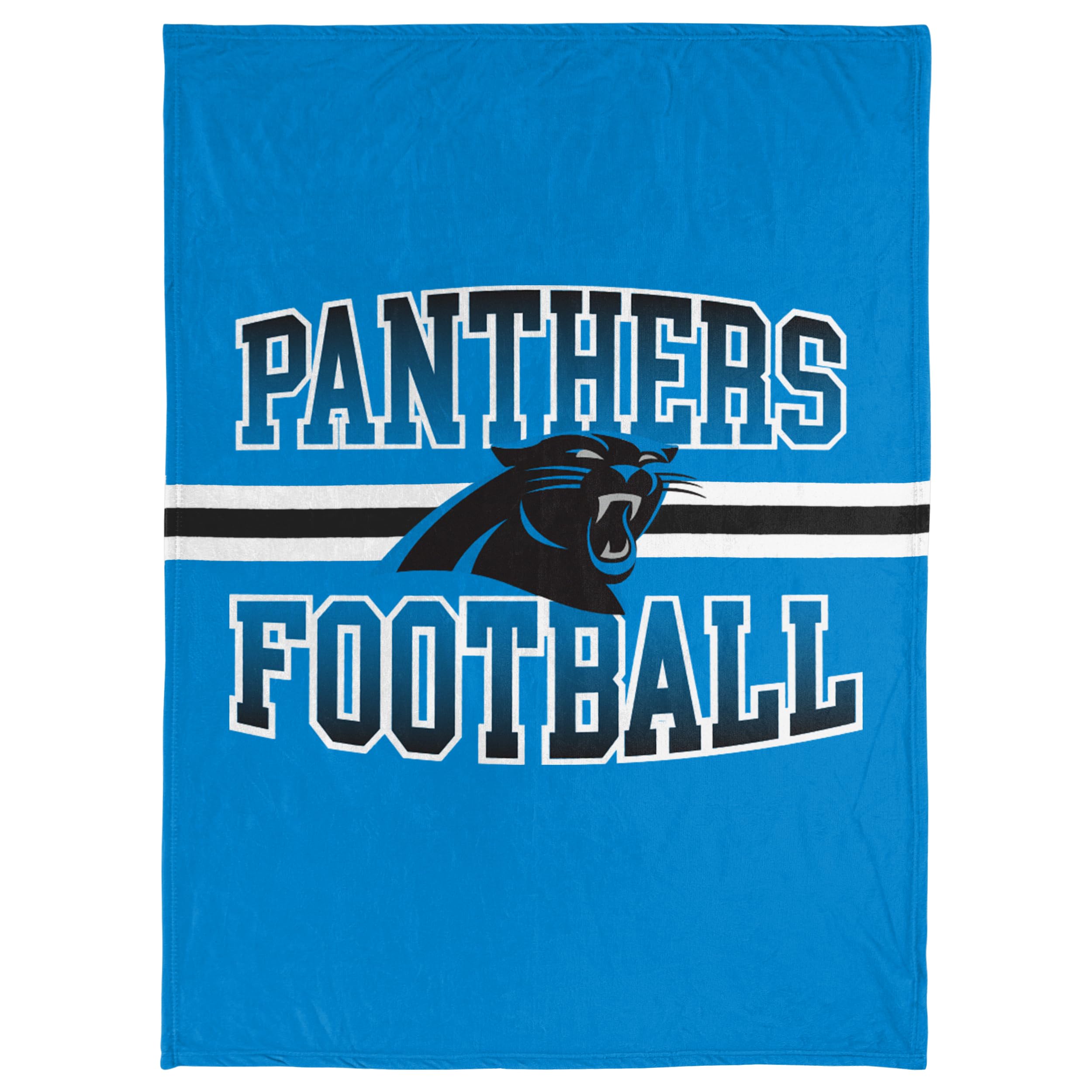 Foco Nfl Micro Raschel Plush Throw Blanket, Stripe Logo 45 X 60, Carolina Panthers