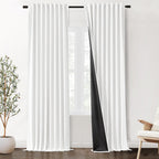 Shineland 102 Inch Long Curtains For Living Room,Back Tab Light Blocking White Blackout Curtains 102 Inches Long For Bedroom,Roo