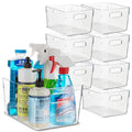 Plastic Food Storage 8 Pack Clear Container Bin With Handles For Organizing Kitchen, Pantry, Refrigerator, Freezer, Pantry, Cabi