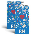 Rn Badge Buddy - Blue With Medical Icons - Vertical Badge Id Card For Registered Nurses - By Badgezoo