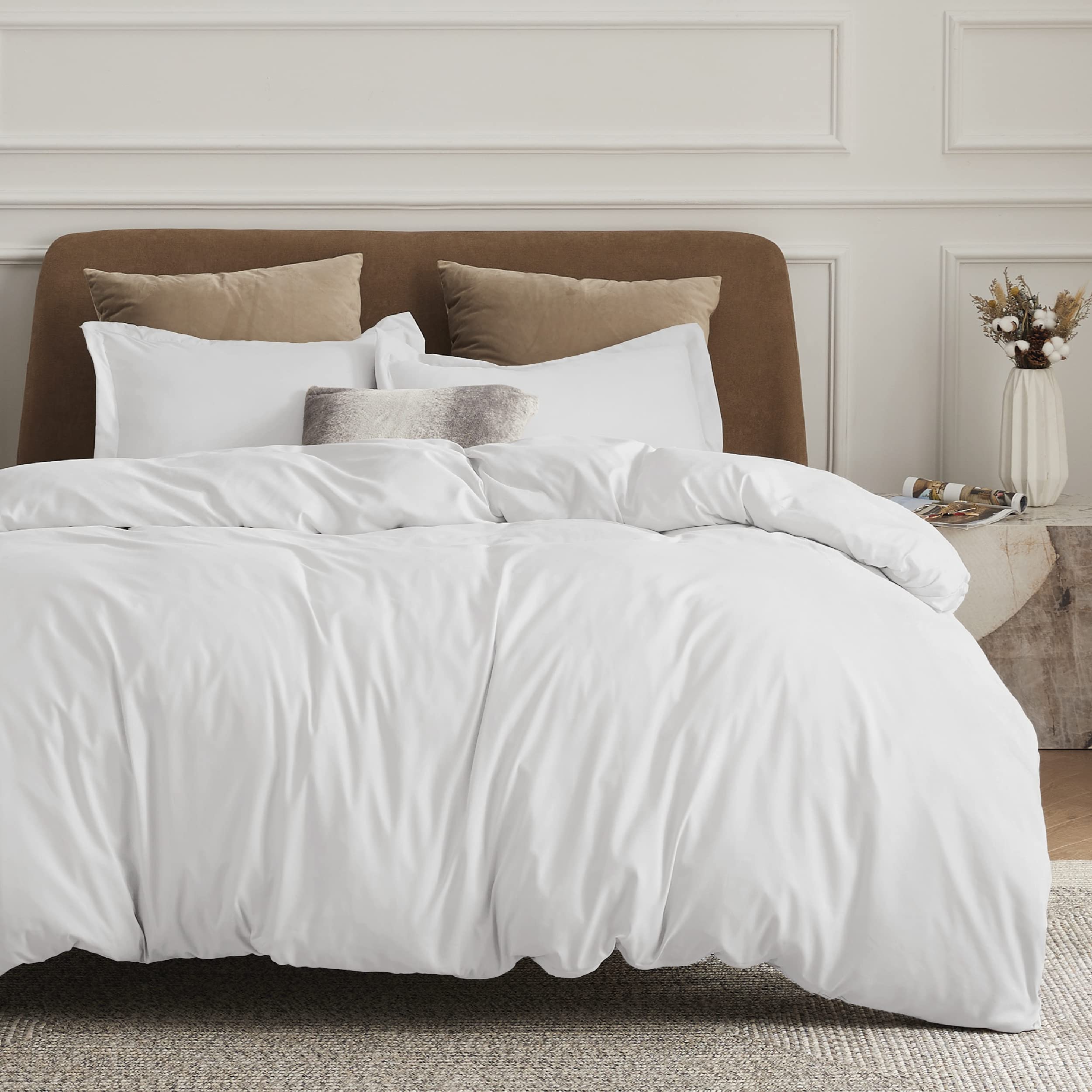 Bedsure White Duvet Cover Queen Size - Soft Double Brushed Duvet Cover For Kids With Zipper Closure, 3 Pieces, Includes 1 Duvet