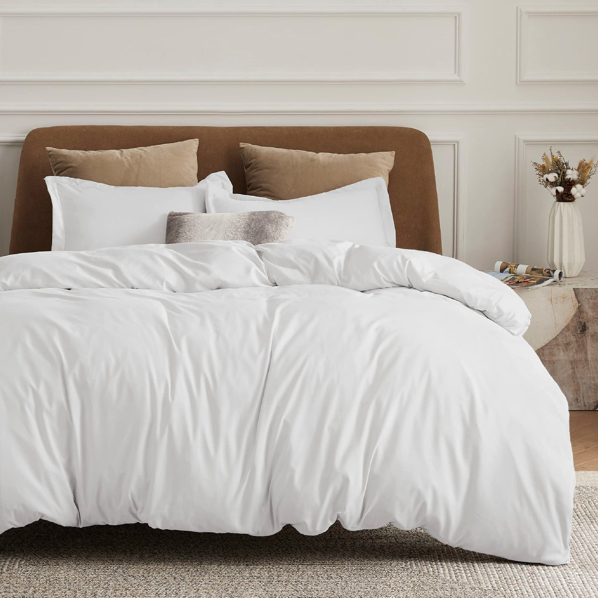 Bedsure White Duvet Cover Oversized Queen Size - Soft Double Brushed Duvet Cover For Kids With Zipper Closure, 3 Pieces, Include