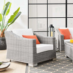 Conway Outdoor Patio Wicker Rattan Armchair in Light Gray White