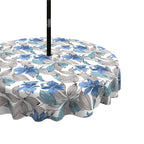 Lvtxiii Outdoor Tablecloth With Umbrella Hole And Zipper, 60 Inch Water-Repellent Patio Table Cloth, Round Table Covers For Backyard Garden, Clemens Noir Blue