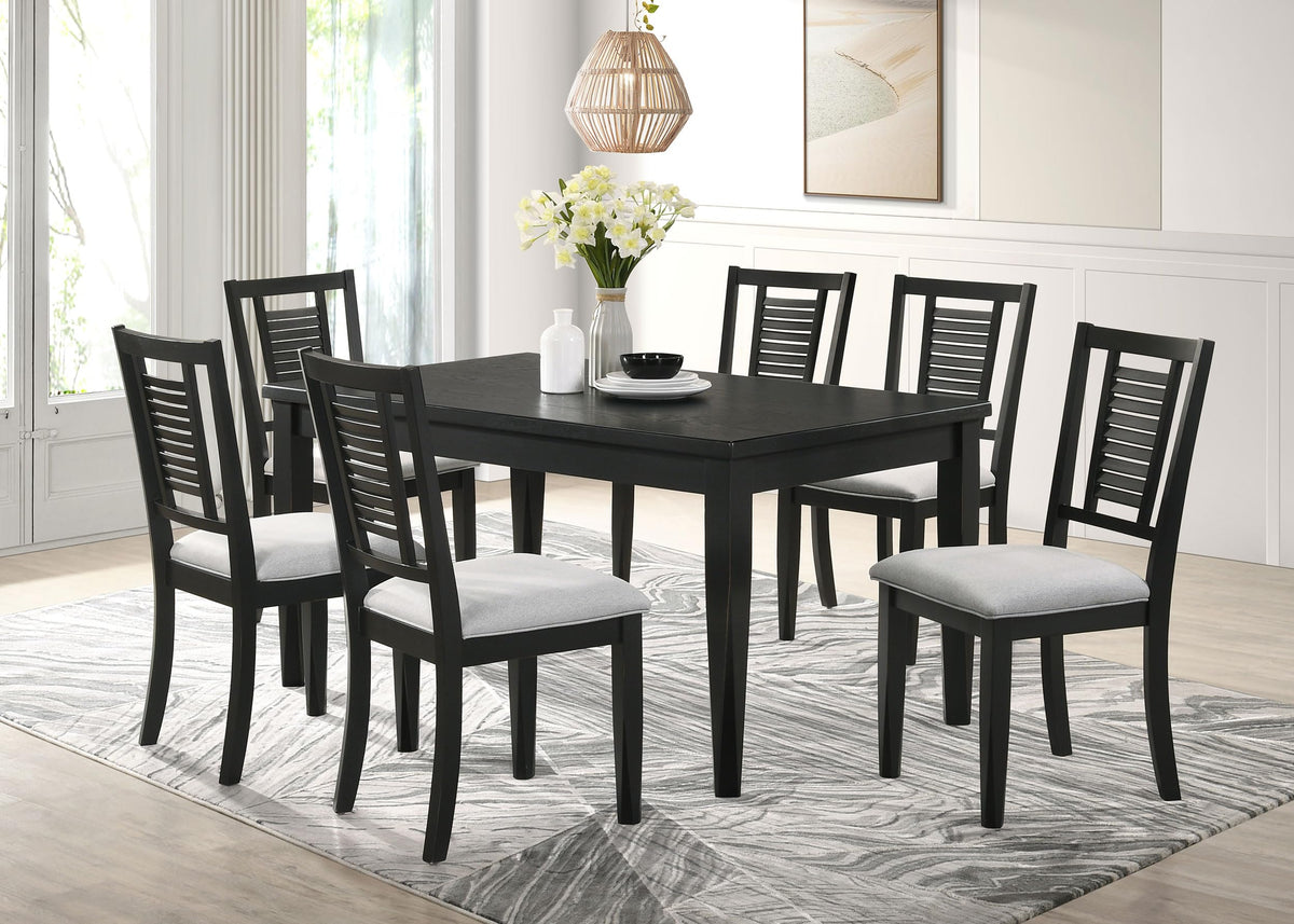 Coaster Home Furnishings Appleton 7-Piece Rectangular Wood Dining Table Set Black Washed and Light Grey