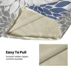 Cxmeifly Navy Blue White Grey Pillow Covers 24X24 Inch Set Of 2 Dahlia Floral Decor Throw Pillows Summer Modern Geometry Flower
