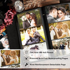 Lanpn Wedding Photo Album 4X6 300 Pocket Photos Slip In, Linen Cover Large Capacity Newlywed Marriage Window Album Hold 300 Hori