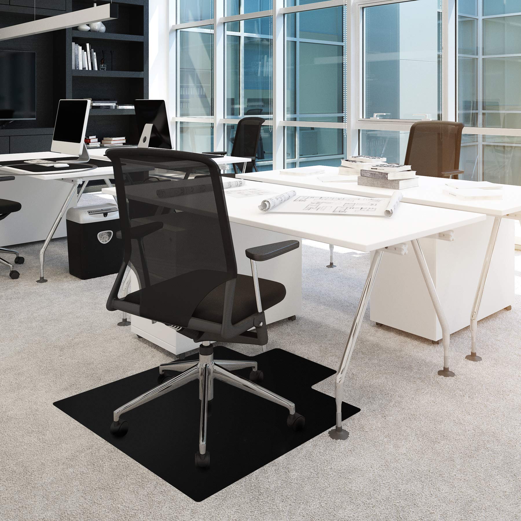 Floortex® Advantagemat® Black Vinyl Lipped Chair Mat for Carpets - 36" x 48"
