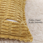 Decoruhome Decorative Mustard Yellow Throw Pillow Covers 18X18 Set Of 2 With Splicing, Boho Soft Corduroy Broadside Twill Pillow