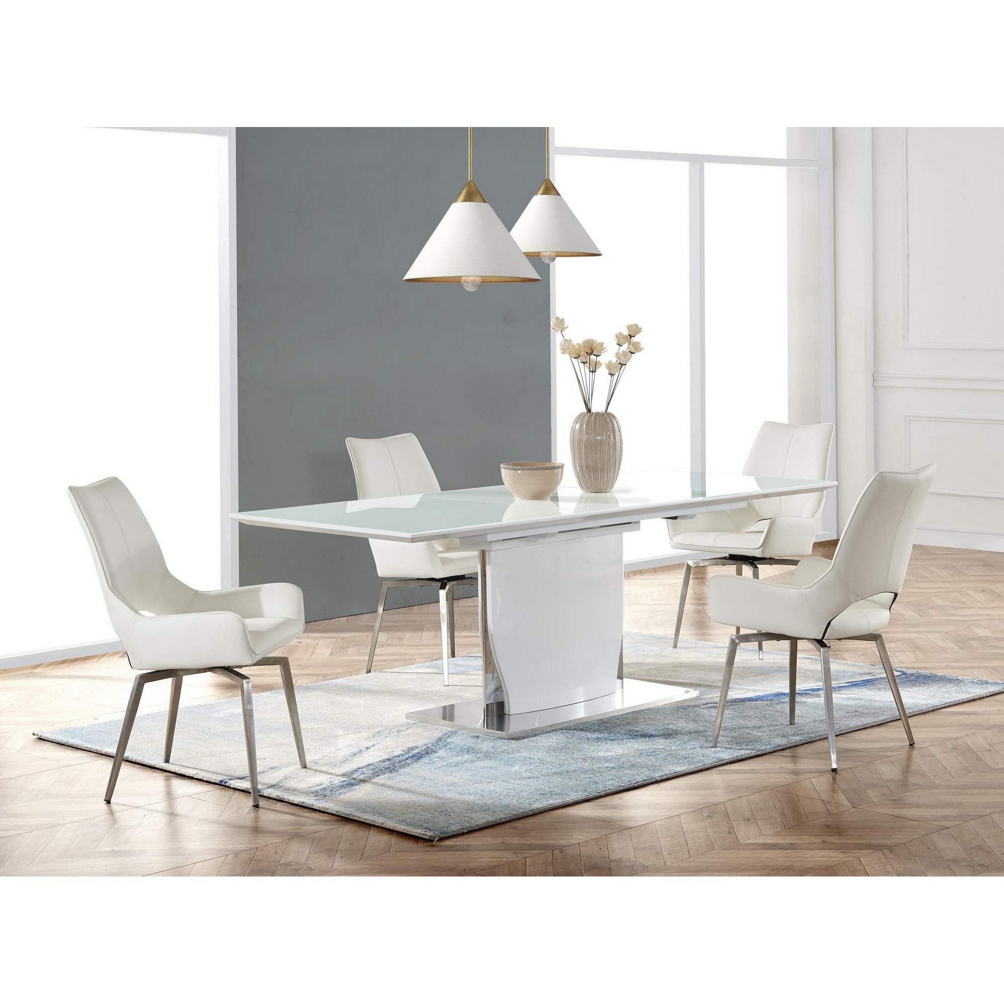 HomeRoots White Tone with Pedestal Style Base Dining Table