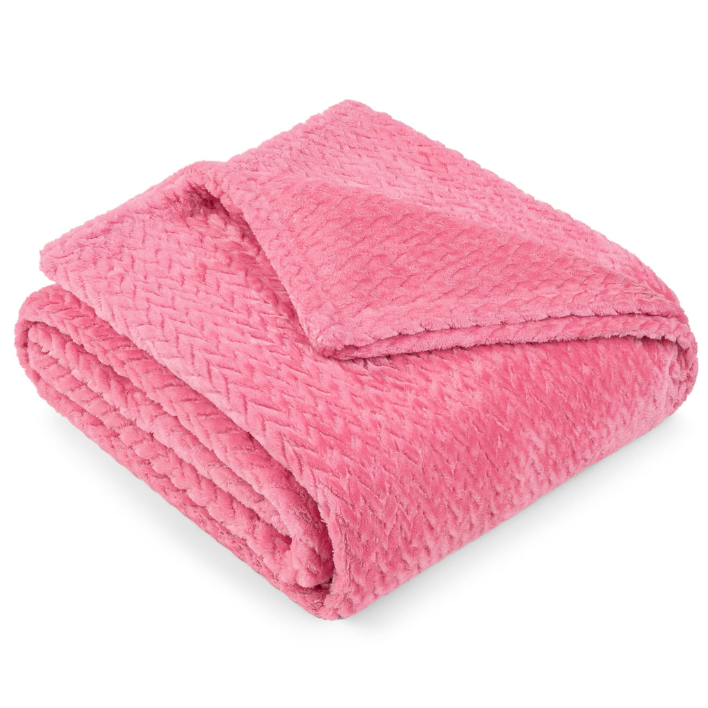 PAVILIA Soft Fleece Hot Pink Throw Blanket for Couch, Lightweight Plush Warm Blankets for Bed, Fuzzy Cozy Flannel Blanket Throw 